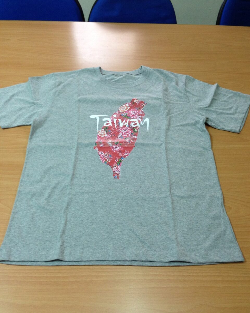 台灣客家花布短袖純棉T恤(灰)〈M〉